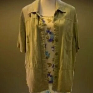 Bobbie Brooks Bohemian Overshirt (shrug) Button Down Sage Green Women size 18W